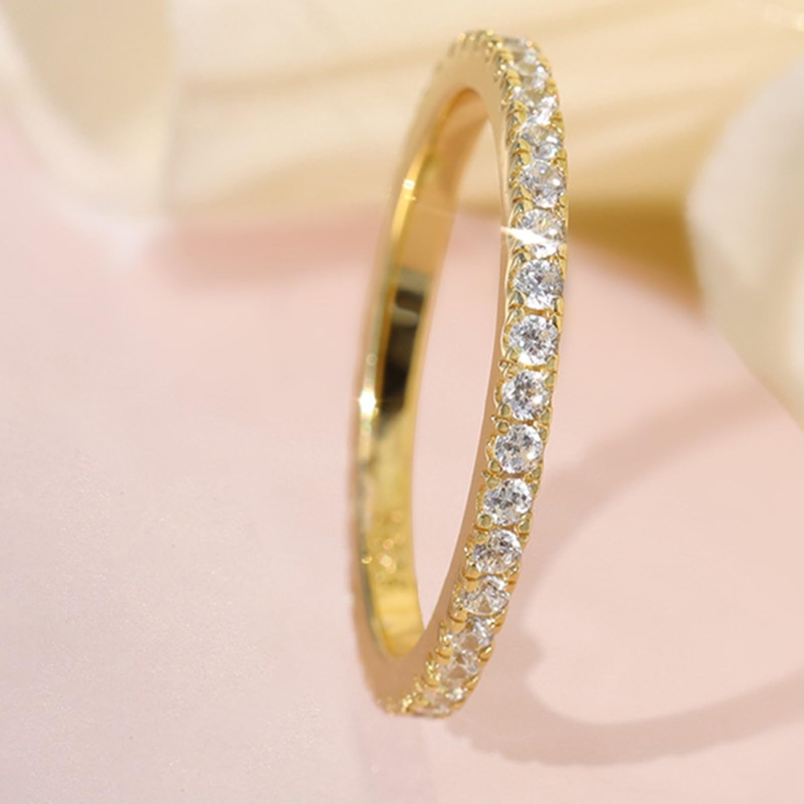 Anello Donna Argento Sterling 925, Anello di Matrimonio Anelli Donna A Mezza Eternity Sottile 2MM Largo Impilabile con Zirconi