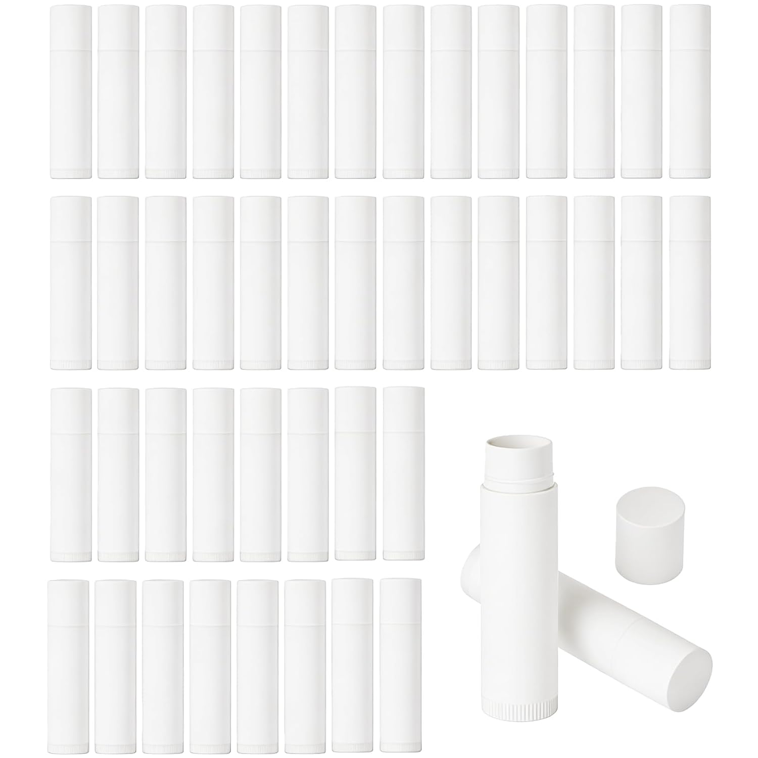50 Pack Lip Balm Tubes, Empty Cosmetic Containers BPA Free DIY Lipstick Containers with Caps for Lip Balm Making, Round Craft Tubes for Homemade Lip Gloss (White) image 5