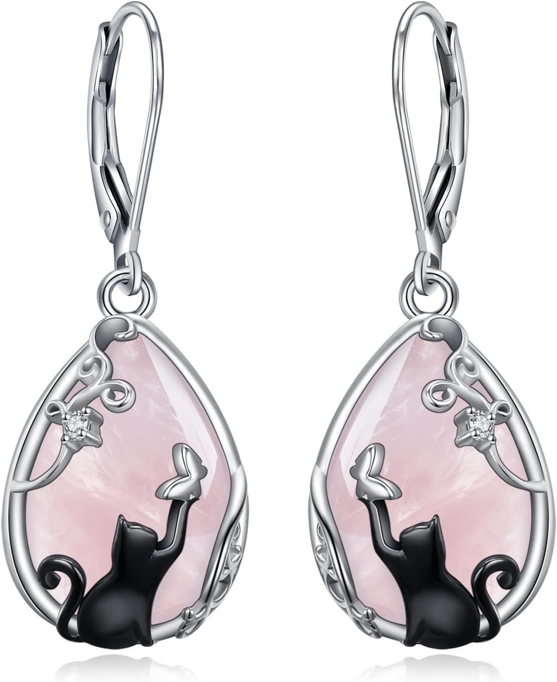 925 Sterling Silver Moonstone Drop Earring For Women Cute Cat Butterfly/Moon/HoneyBee/Jellyfish Dangle Earrings Decoration Hypoallergenic Jewelry Birthday Valentine's Day Christmas