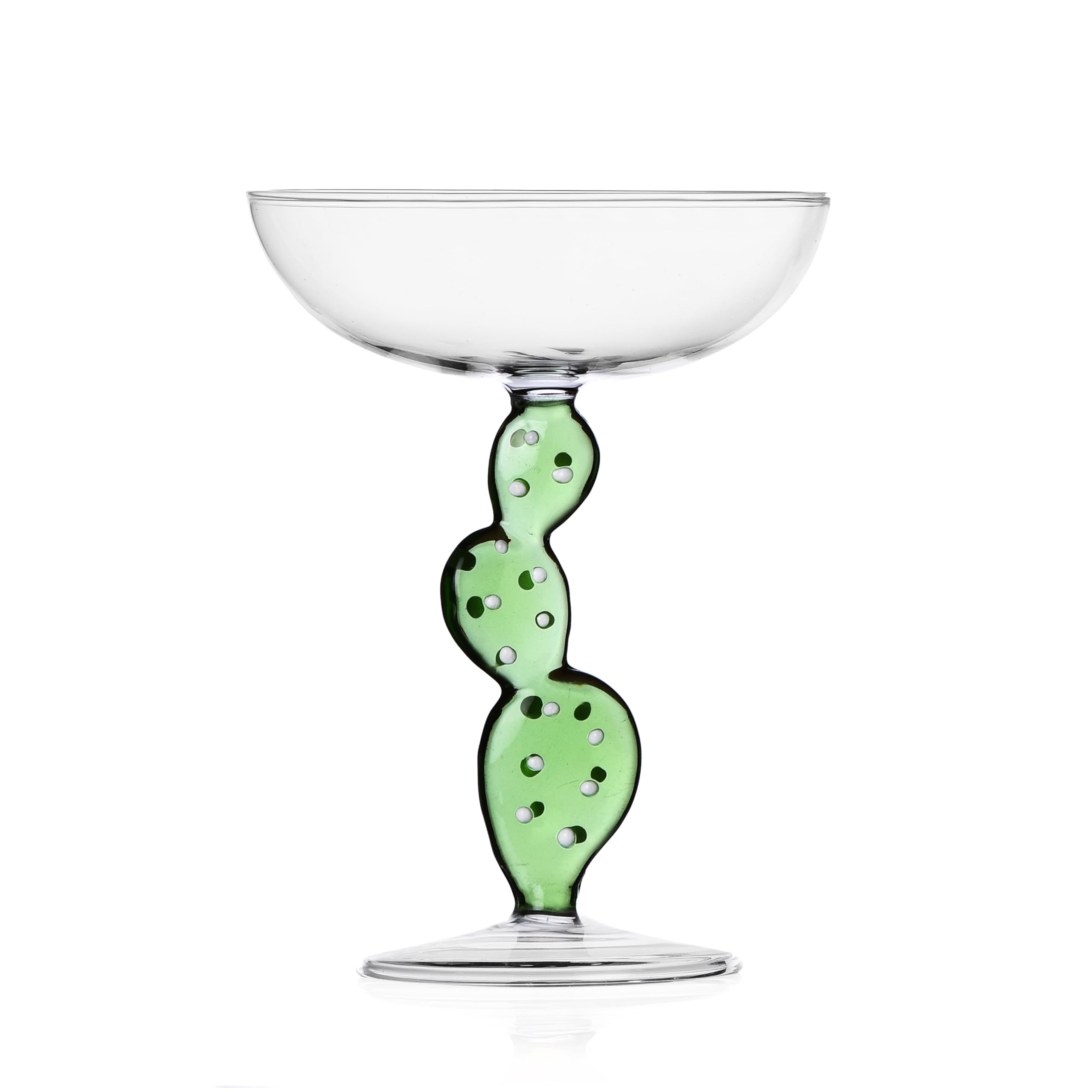Ichendorf Milano Champagne Cup, Green Cactus, Desert Plants Collection, 30 cl, Borosilicate Glass, Handmade