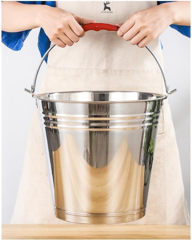 JSEIAJB 鉄バケツ、ステンレス水バケツ、ポータブルバケツ、赤いバケツ、アイスバケツ、ブラインバケツ、リフティングバケツ