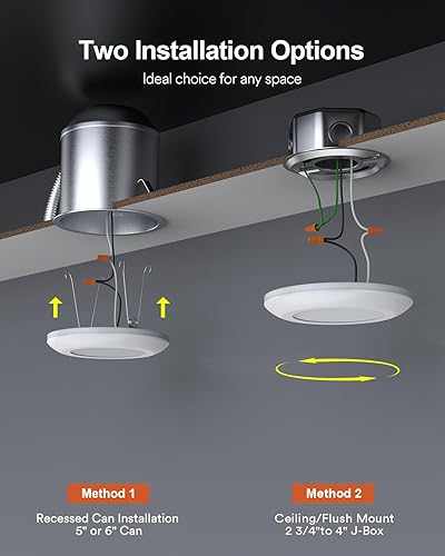 Miniatura 5 de Lumary Luz de disco LED inteligente de 56 pulgadas, iluminación empotrada inteligente WiFi que cambia de color con anillo RGBAI, luz de techo