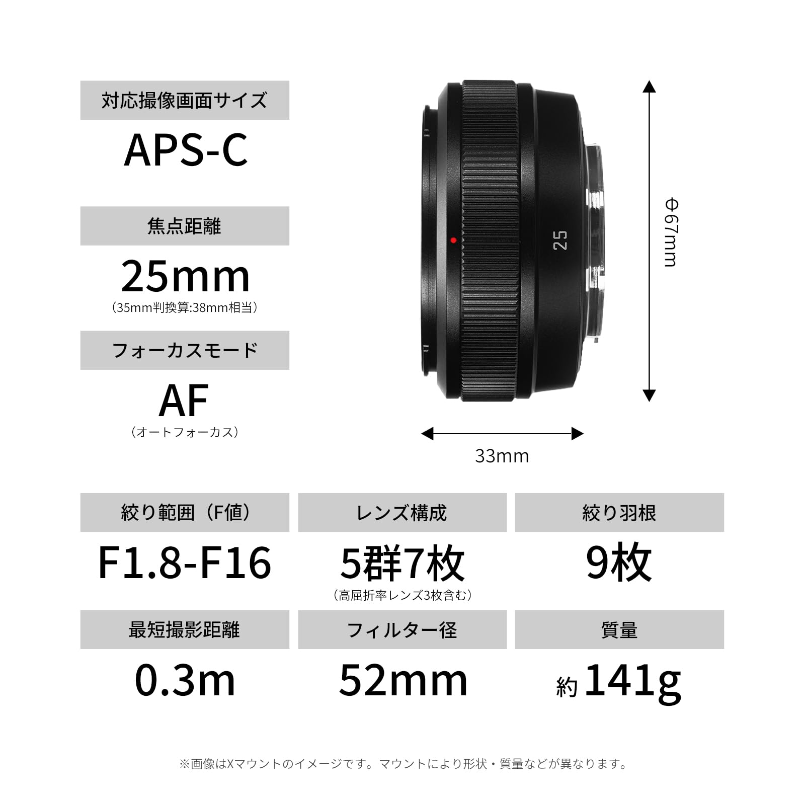 Amazon.co.jp: SG-image AF 25mm F1.8 II APS-C X Mount Fujifilm X