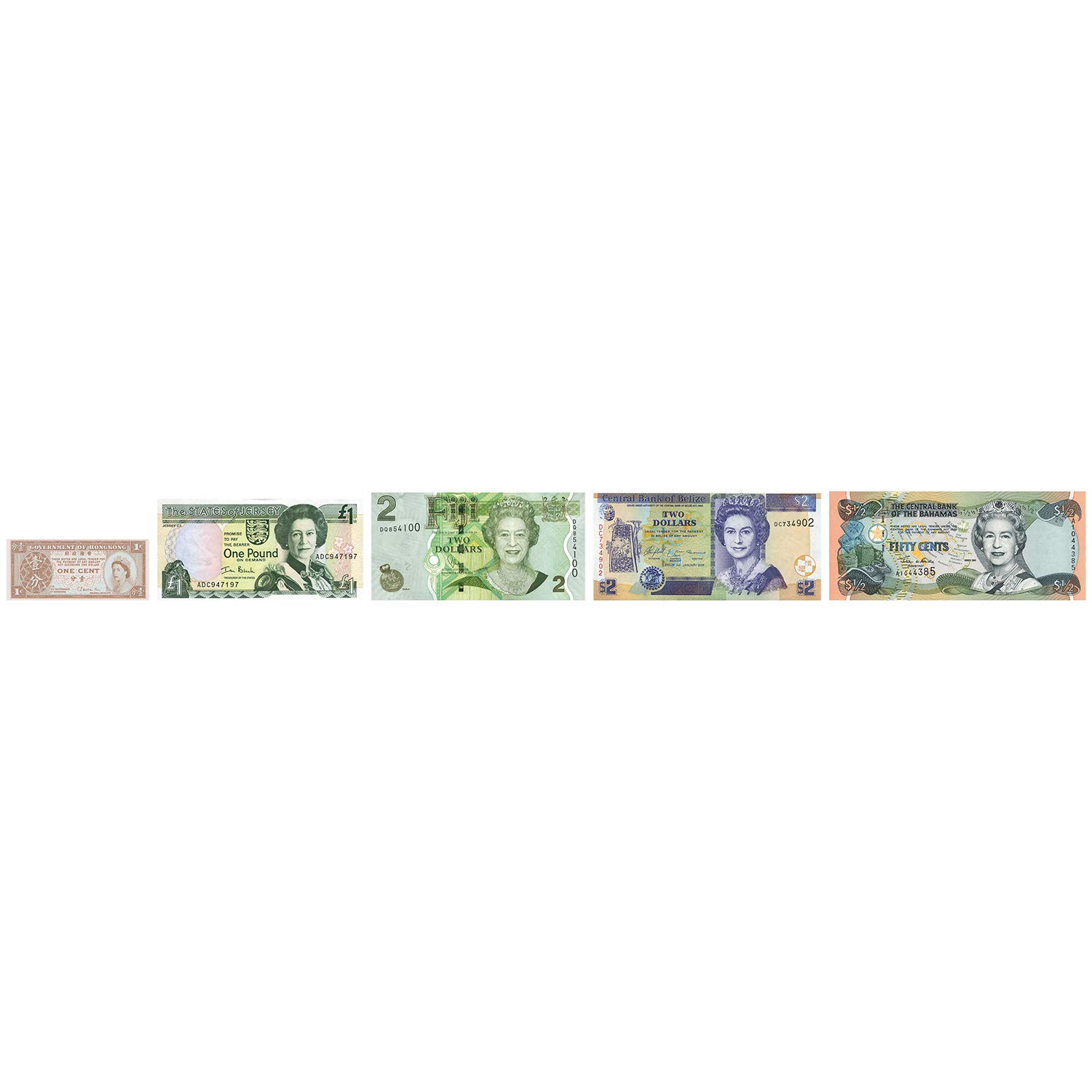 Autentyczna, oryginalna, kolekcjonerska, rzadka kolekcja banknotów królowej Elżbiety II