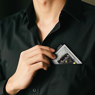 MONOCARBON Carbon-Fiber-Money-Clip-for-Men, Minimalist-Money-Holder for Cash, High Elastic Carbon-Fiber-Wallet, Slim and Durable, Forged Matte Gold, Minimalist