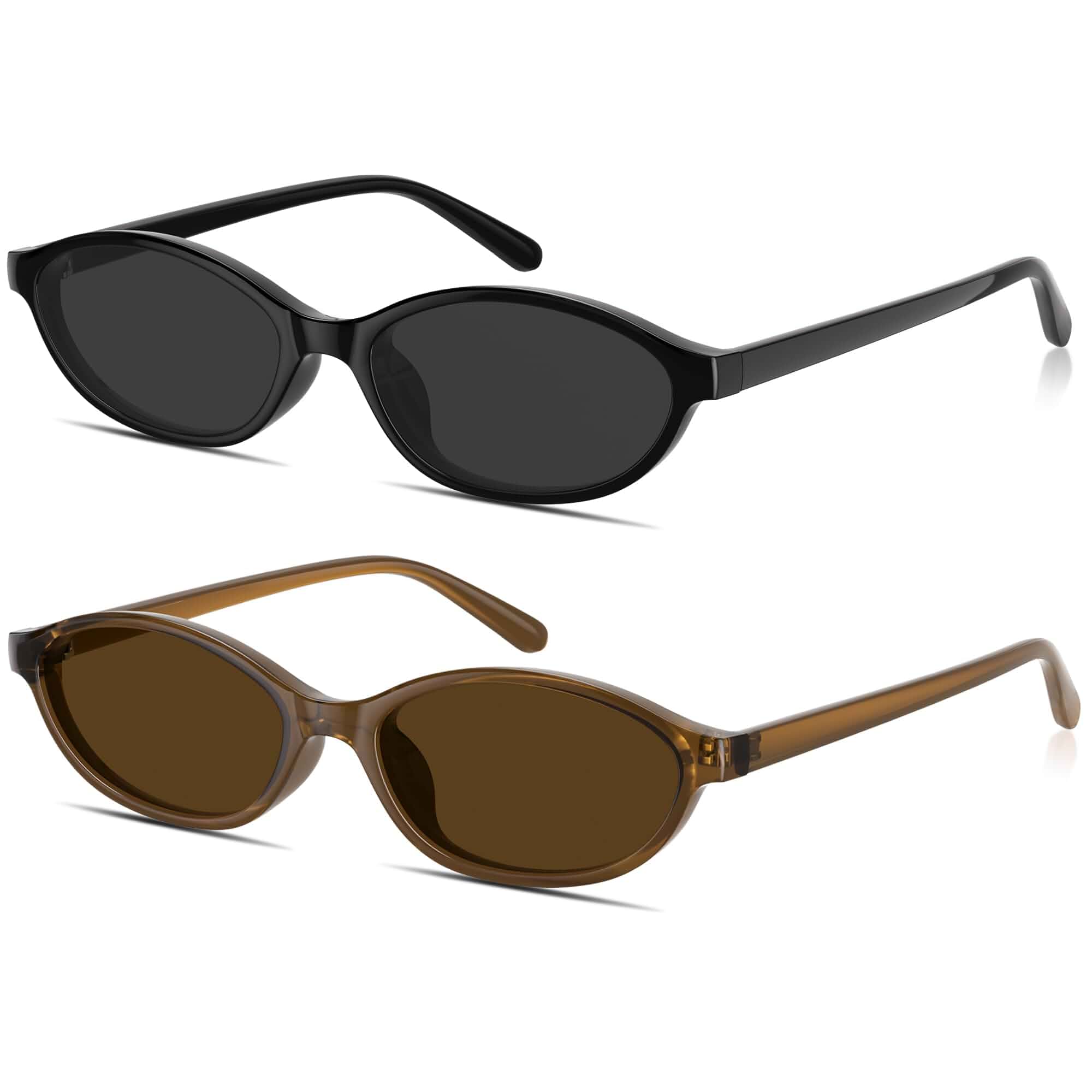 Womens Oval Sunglasses 90s Retro Cat Eye Glasses UV400 Shades Y2K Retro Oval Cat Eye Sunglasses with Slim Narrow Frame UV Protection Lightweight Comfort for Vacation Travel Beach Outfits