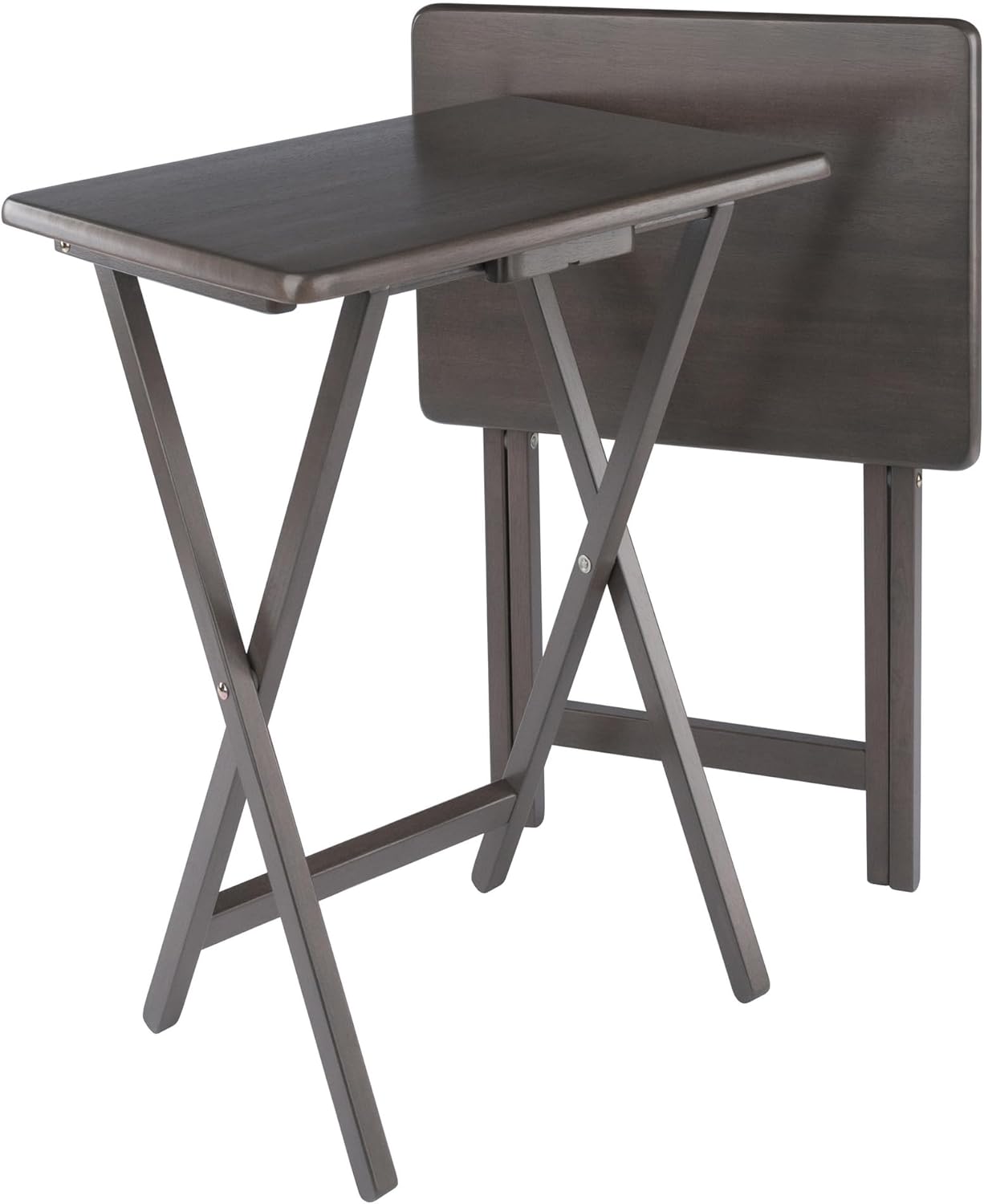 Winsome Alex Set of 2 Foldable Snack Tables, Easy to Store Small Portable Fold Up Table Set for Kitchen, Living Room TV Dining, Crafts, Puzzles, Work from Home