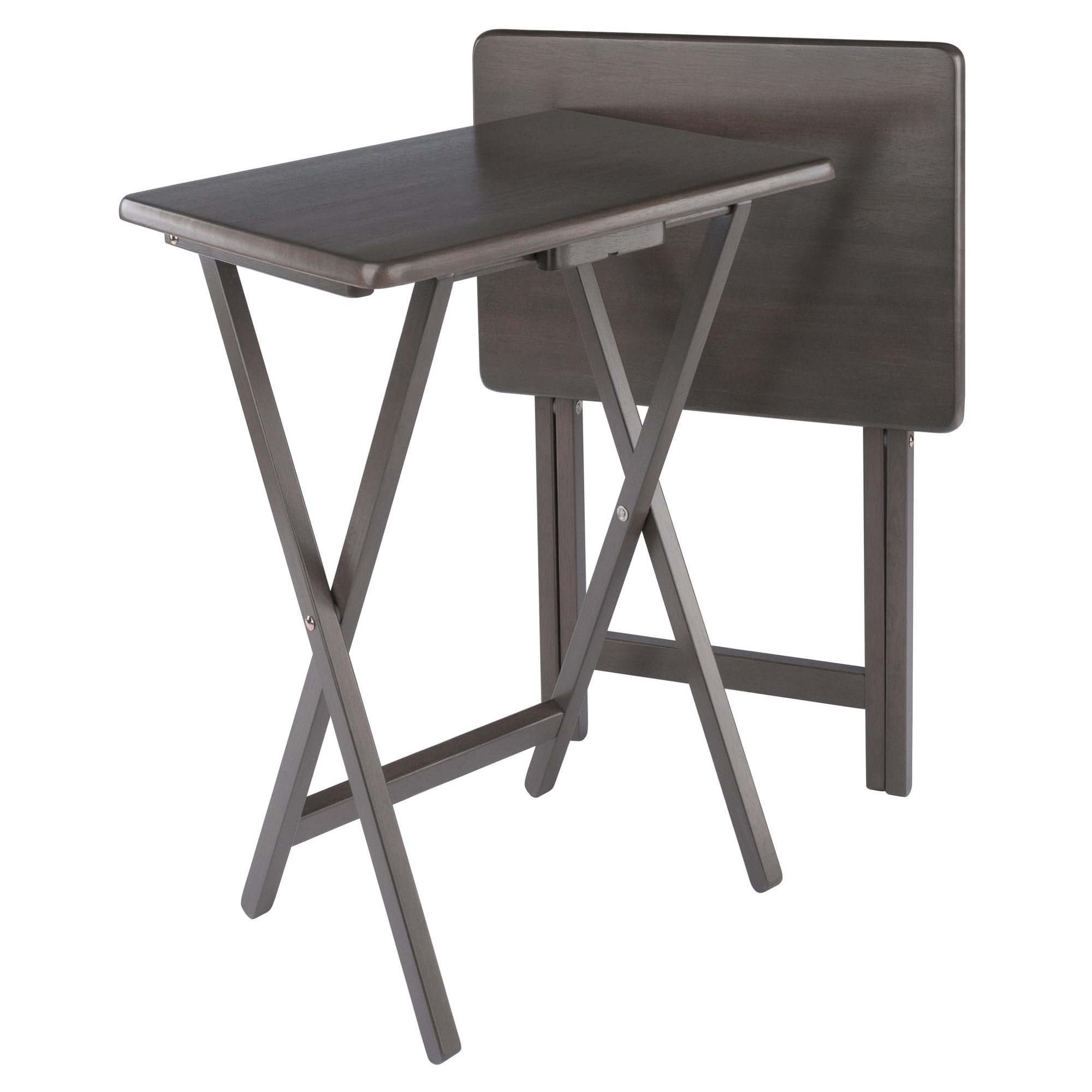 Winsome Alex Set of 2 Foldable Snack Tables, Oyster Gray