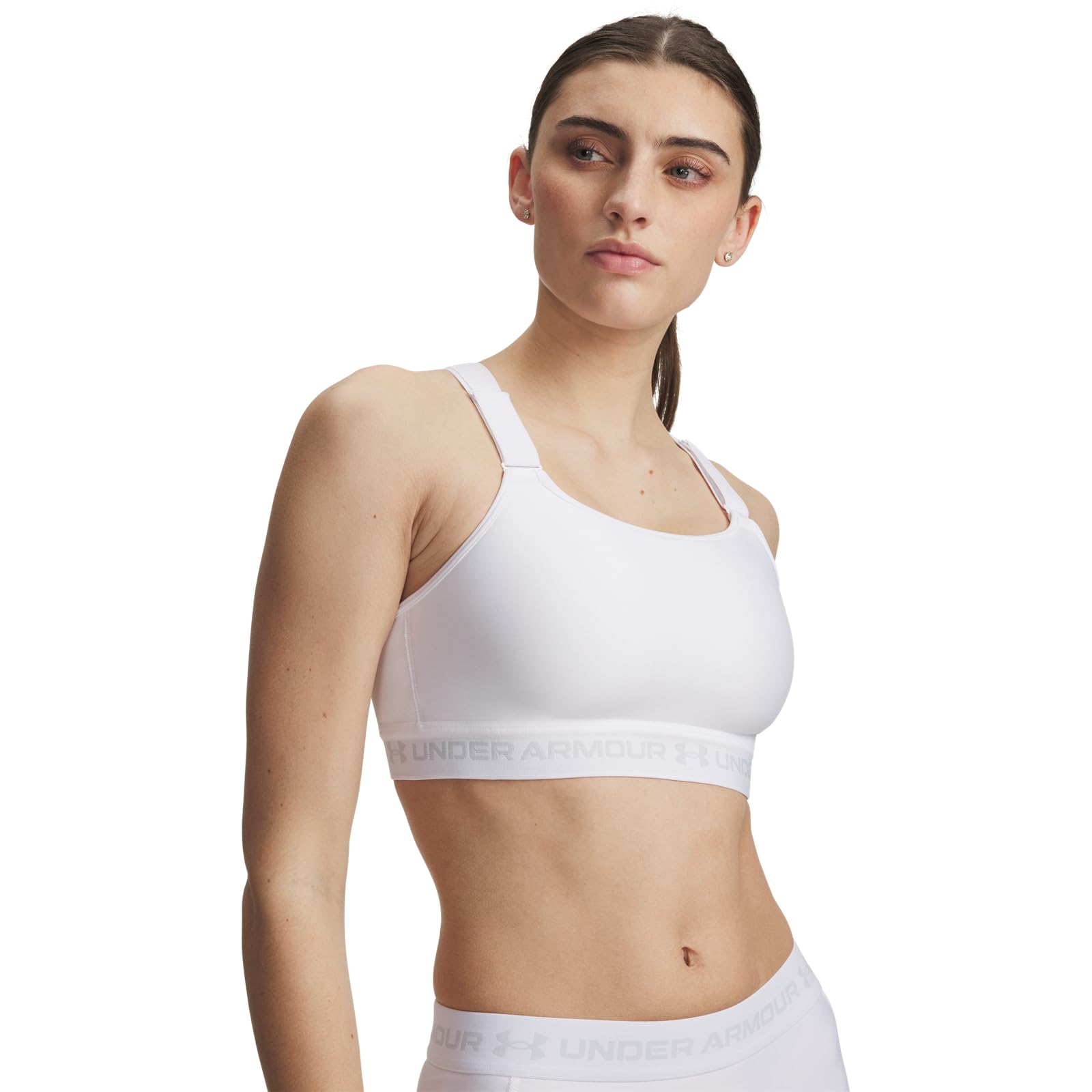 Under Armour Women's Heatgear® Crossback High Impact Sports Bra - White/Halo Gray - 12 (M)