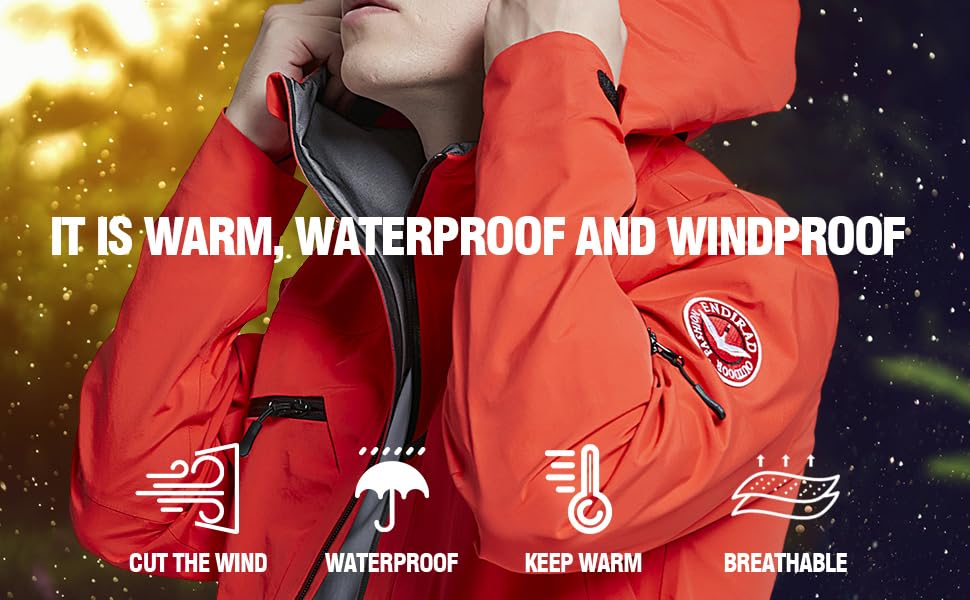 Image of Men's Lightweight Waterproof Sports Zip Hoodie Rain Jacket, Cycling Windbreaker Pullover Coats, Breathable Coat