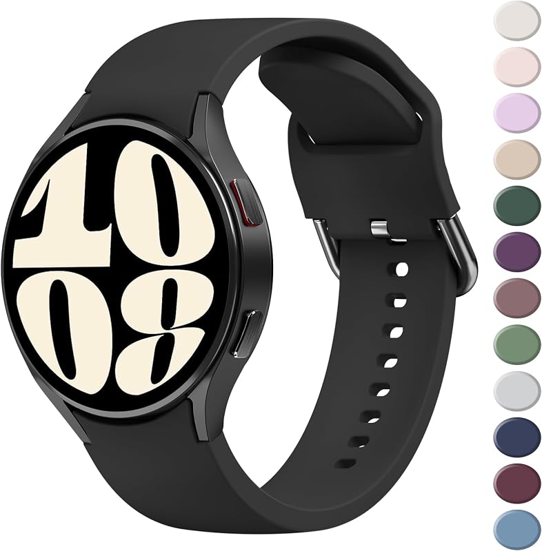AK for Samsung Galaxy Watch 6 Band 40mm 44mm / Galaxy Watch 6 Classic Bands 43mm 47mm, 20mm Soft Silicone No Gap Sport Band Adjustable Replacement Strap for Galaxy Watch 6 Band Women Men