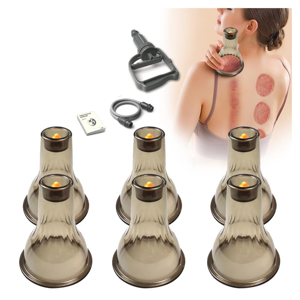 Cupping Therapy Set, 3 in 1 Cupping Kit, Massage Cups for Pain Relief Physical Therapy Body Massage Gua Sha, for Massage Therapy with Pump Vacuum Suction,With 6 Extra Thick Cups and Plastic Box