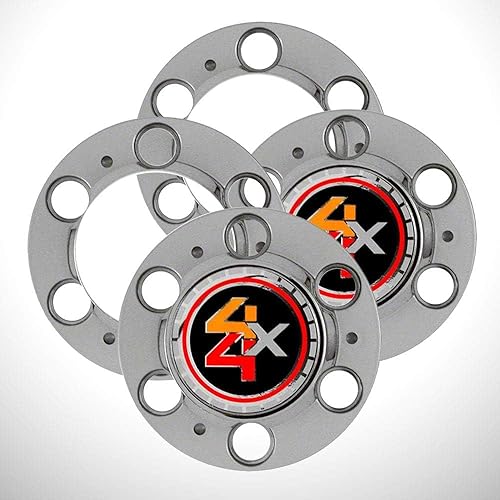 Tapas centrales cromadas plateadas con logotipo negro 4x4 para Blazer 1974-1991