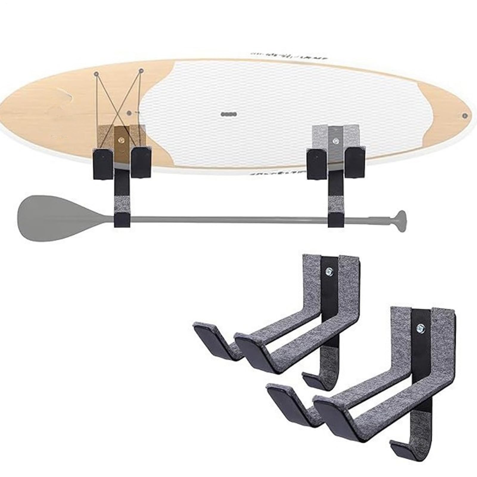 Surfboard Rack for Wall, Surfboard Display Rack Holder, Snowboard Storage Space Saving, Perfect for Bedroom, Apartment, Garage, Home, Living Room, and Organization