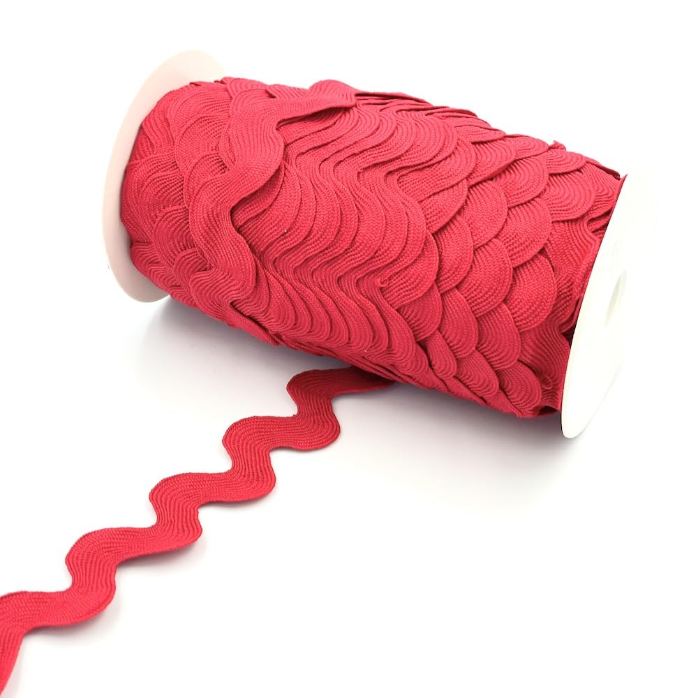 Craft Cult 22mm Large Sized RIC Rac Ribbon Trim - 25 Metre Roll (8 - Red)