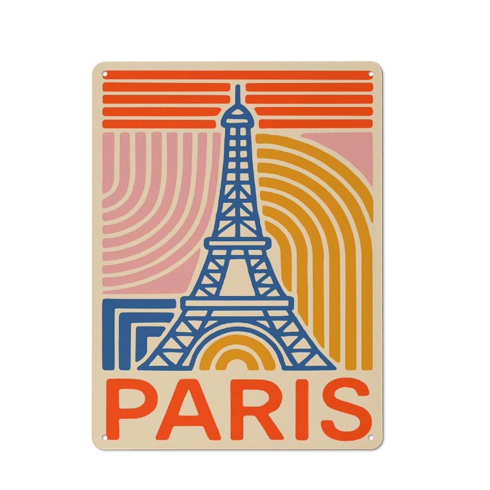 Junmoney Style-4 Paris Eiffel Tower Retro Art Retro-Style Tin Sign 40X30cm For Living Room Or Hallway, For Home Wall Decor Collectors Refreshing A Room In Autumn