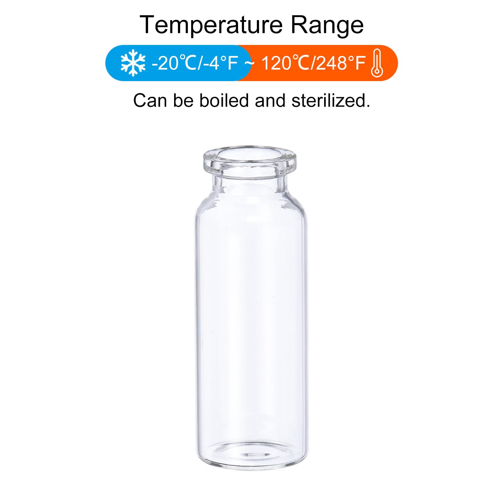 PATIKIL 20ml Frascos de Vidrio Pequeño 100uds Frascos de Muestra Vacíos Mini Transparentes con Tapas de Sellado Tapón de Goma para Laboratorio Inyección Transparentes