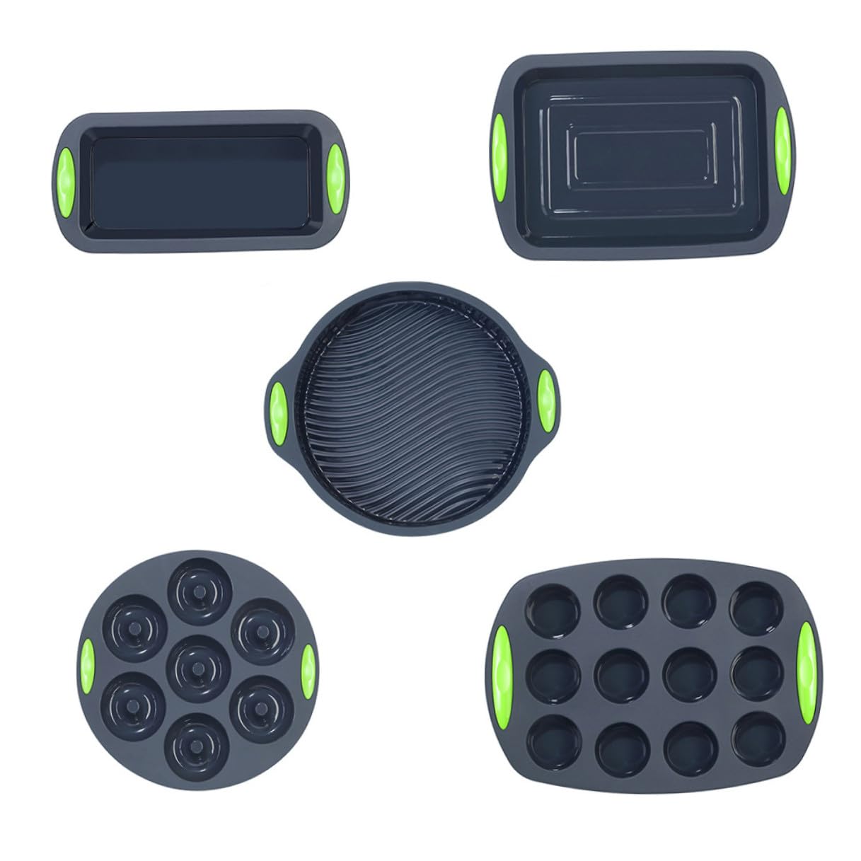 Juego de 5 Moldes de Silicona para Repostería y Horneado | Flexible, Fácil de Limpiar y Resistente al Calor, Reutilizable para Cocina y Horneado, Paquete de 5 Piezas