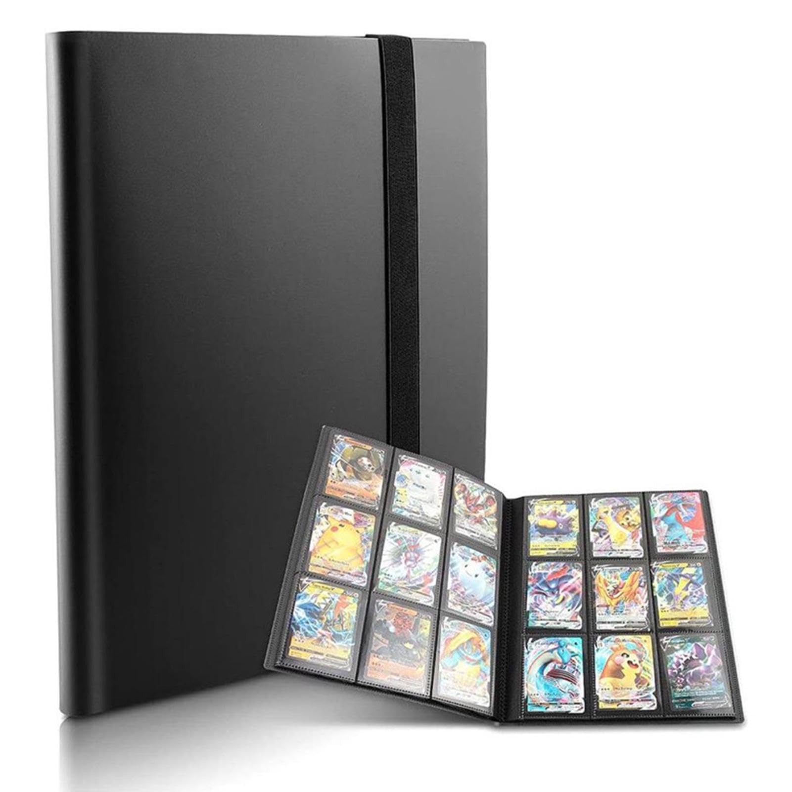9-Pocket Trading Card Binder, Football-Card-Binder, Card-Collection-Binder with 360 Side Pockets for MTG, TCG, Football, Basketball Cards(COLOR:Black)