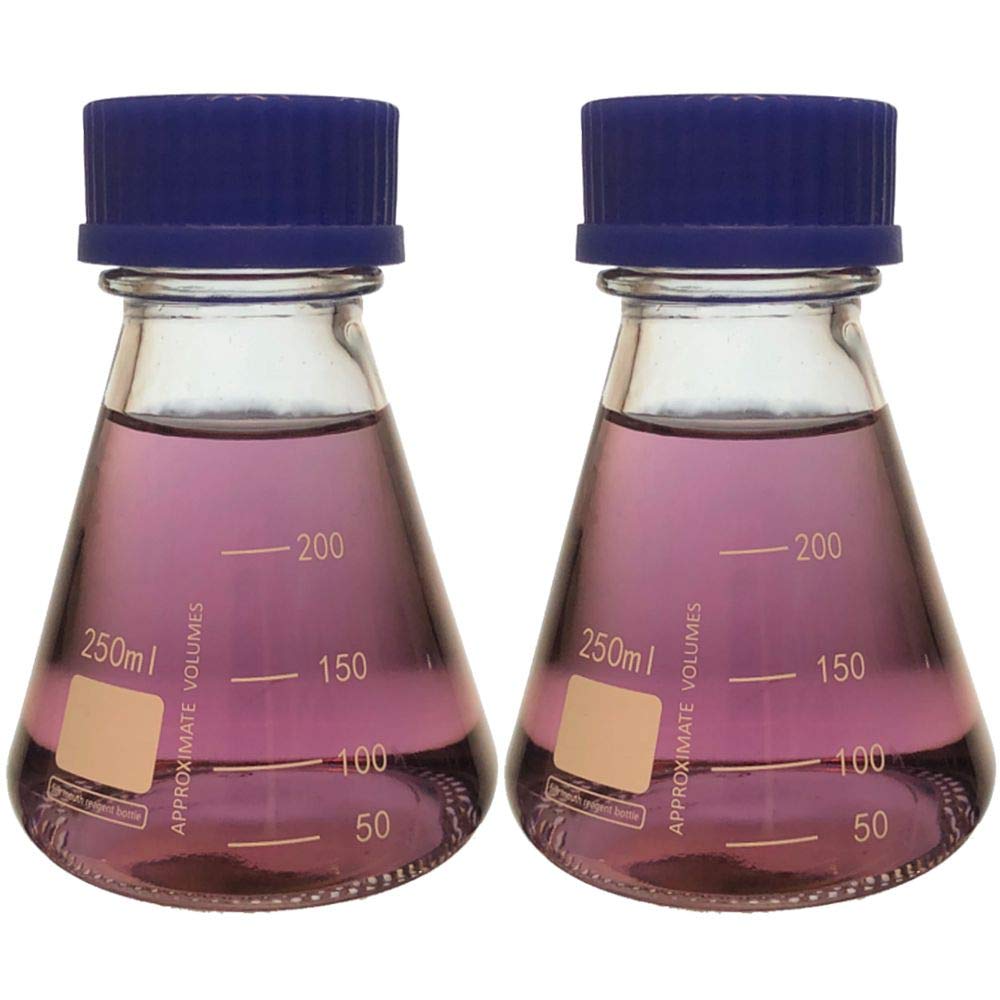 1000ml Erlenmeyer Flask with Blue Screw Cap, Borosilicate Glass, Graduated (Case of 6)