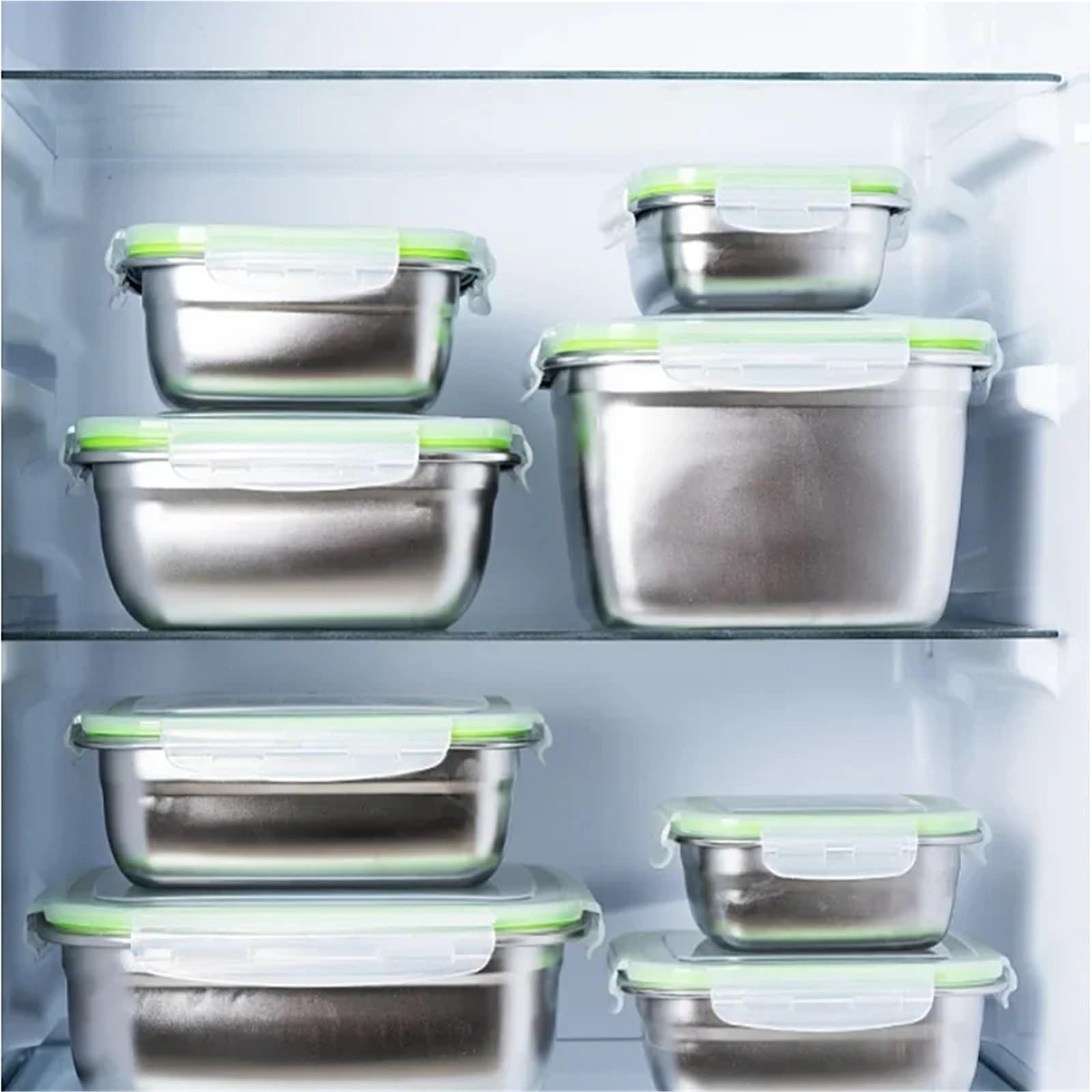 Contenitore for alimenti in acciaio inossidabile, sigillato, a prova di perdite, contenitore for frutta con coperchio, for gnocchi, refrigerato for la conservazione Contenitore Per Alimenti(1800mL)