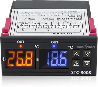amiciSmart Digital Temperature Controller AC 220V Thermostat with Dual 10A Relay Outputs for Precise Heating and Cooling Control