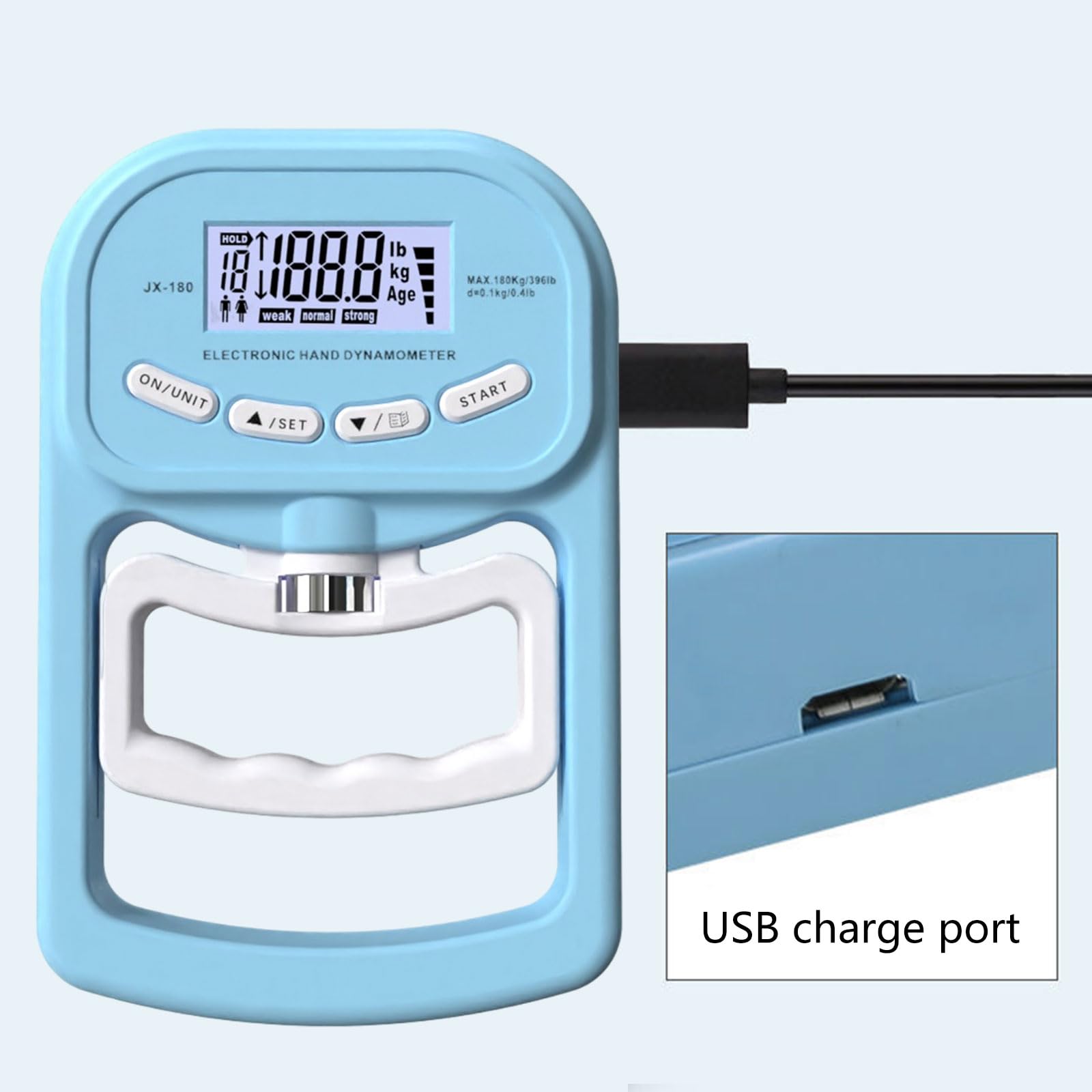 Grip Strength Tester 396lbs/180kg Digital Hand Dynamometer For Grip Strength Testing And Training