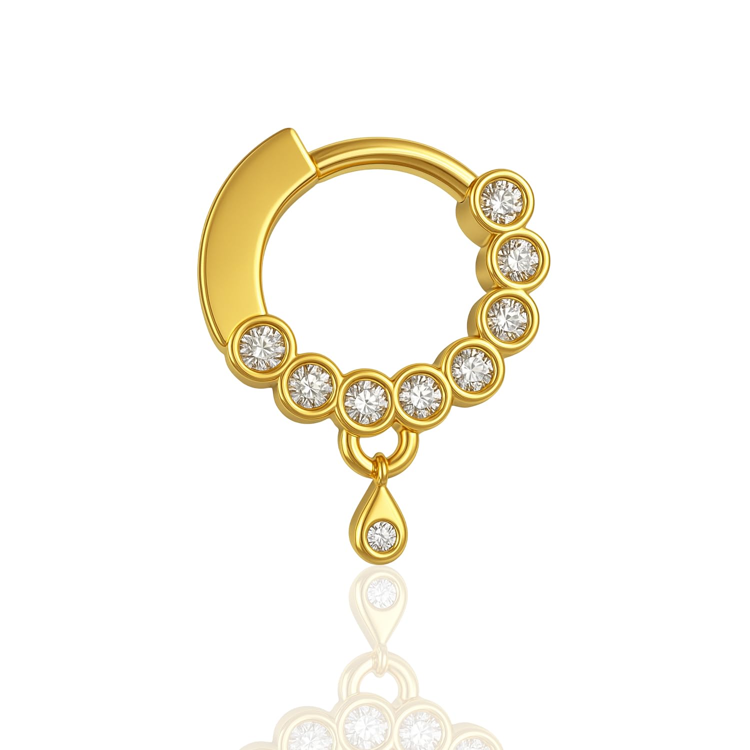 vama Gold Plated Traditional Maharashtrian Nath Sparkle With Diamond Stones Piercing Marathi Nose Pin Nose Ring For Women and Girls-picture-49