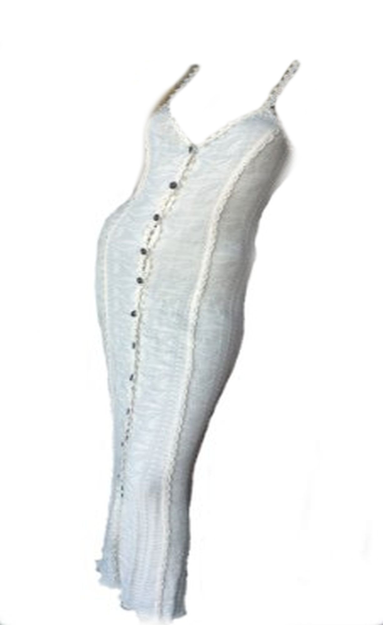 Vestido largo blanco con tirantes espaguetis ajustados para mujer, vestido maxi de verano, algodón ecológico pima algodón orgánico escote profundo y abotonable