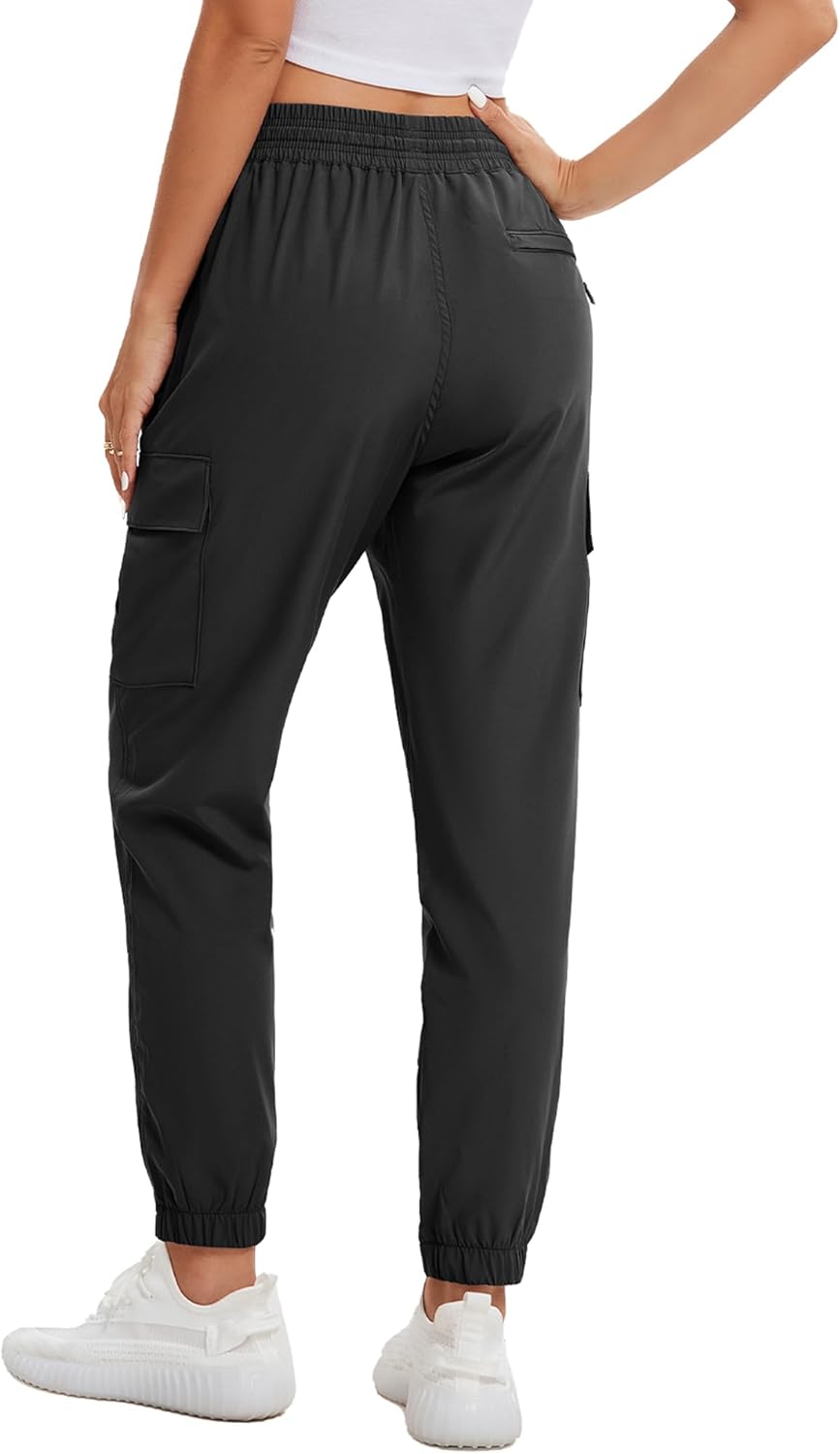 MOURCE Womens Hiking Pants Lightweight Quick Dry Adjustable Cargo Joggers with Zippered Pockets - Image 2