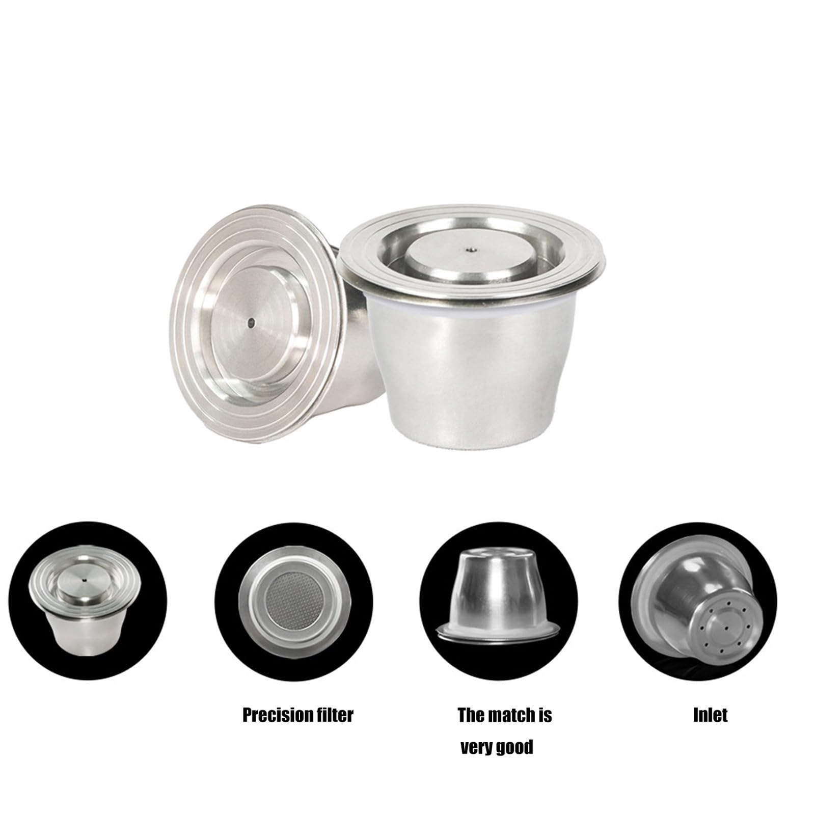 PANGBOER Cápsulas de café reutilizables de acero inoxidable con filtro resistente a la corrosión para una extracción de sabor rico, fácil de lavar en lavavajillas