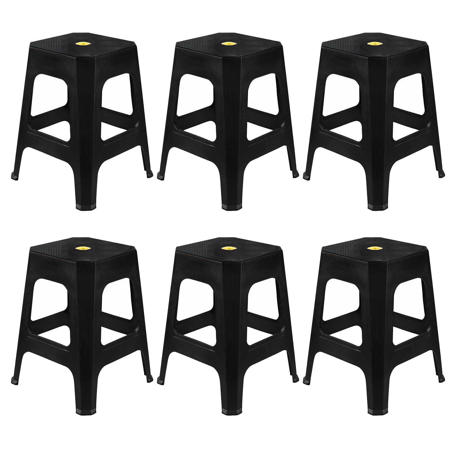 Anbers18.7" High Plastic Stools for Seating, 6 Pack Black Dining Table Stools
