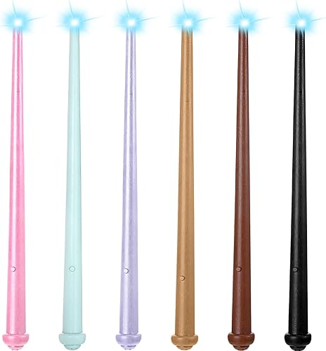 6 piezas de varita de hada de bruja iluminada, luz mágica y sonido, varitas de mago iluminadoras para fiesta de cumpleaños, accesorio de disfraz
