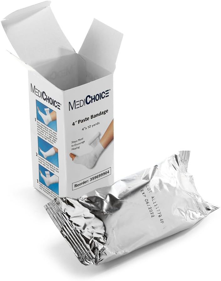 MediChoice Unna Boot Compression Bandage, Paste, 4 Inch x 10 Yards, White, 1314099904 (Case of 12)