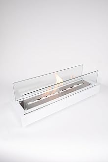 TriHome Tabletop Fire Pit, Portable Stainless Steel Table Top Firepit Bowl, Fireplace for Patio&Backyard Decor, Bioethanol Fire Place, Indoor&Outdoor S'mores Maker, Housewarming Gift, Medium, White