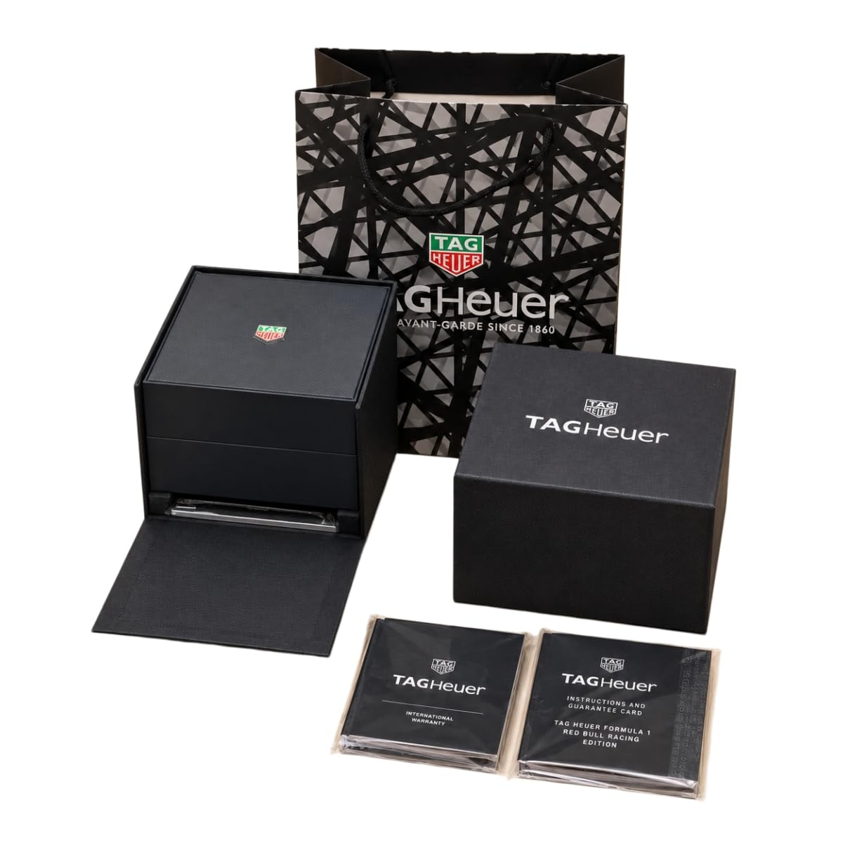 Scatola Contenitore Orologi Nero Supporto Orologi in Legno Custodia Orologio da Polso Singolo Cuscino Rosso Scatola Esterna per TAG Heuer Aquaracer