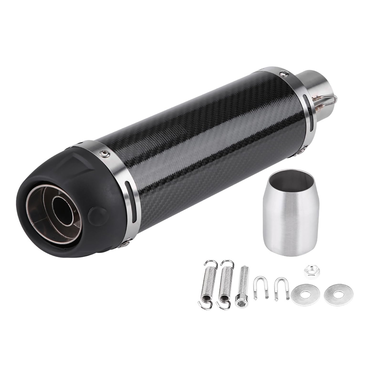 Silenziatore Scarico Moto 51mm Fibra di Carbonio DB Killer | Acciaio Inossidabile, Rivestimento Resistente Al Calore, DB Killer Rimovibile, Scooter ATV per Moto, Tubo di Fuga da 38 Mm