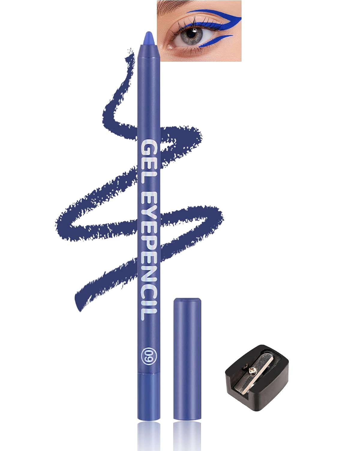 Dark Blue Waterline Eyeliner, Matte Waterproof Eyeliner Pencil for Women