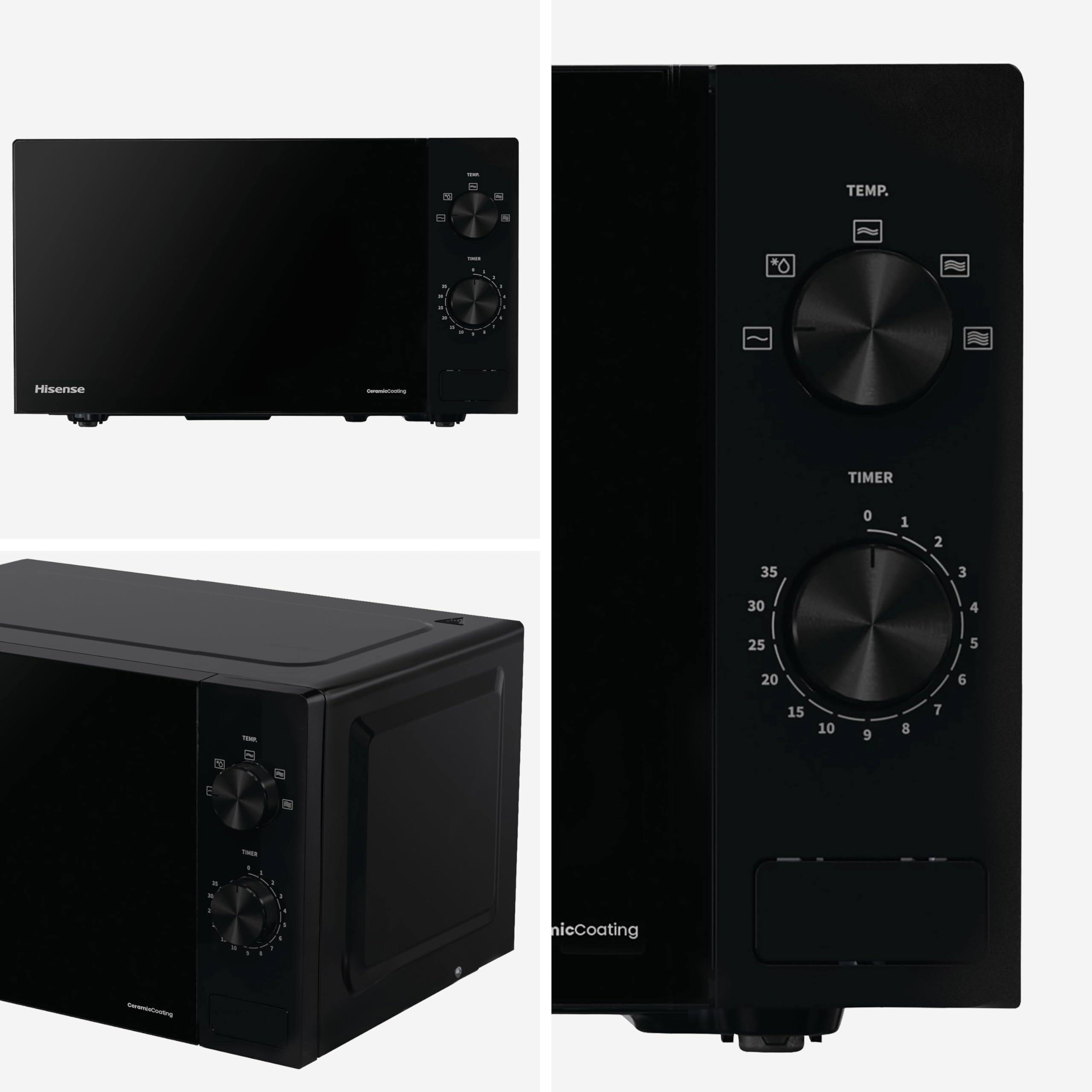 Hisense H20MOBP1, Microondas, Capacidad de 20 L, 700 W de Potencia, Temporizador 30 Min, Modo Descongelar, Tirador, Estándar, Color Negro