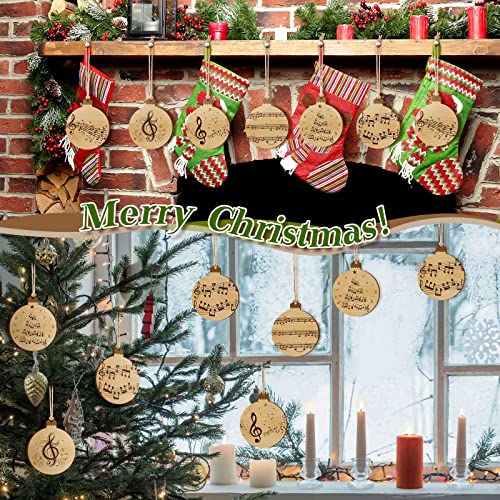 Spiareal 36 Pcs Christmas Treble Clef Music Wood Christmas Tree Holiday Ornament Music Notes Shaped Wood Diy Craft Cutouts Musical Wood Gift Tags Ornaments With Rope, Approx. 8 Cm/ 3.15 Inches #TOP5