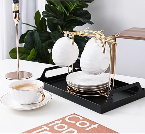 Miniatura 5 de PHEZEN Soporte para tazas de café, soporte de almacenamiento para tazas de té, soporte desmontable para 6 tazas de café y 6 platos, estante para
