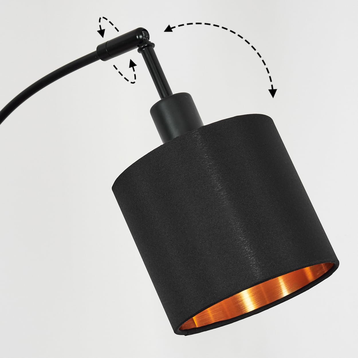 HOFSTEIN Stehleuchte Alsen, moderne Stehlampe mit Marmorfuß aus Metall/Stoff in Schwarz/Kupferfarben, verstellbare Leuchte, Fußschalter, E14, Wohnzimmer, Schlafzimmer, Flur, Büro