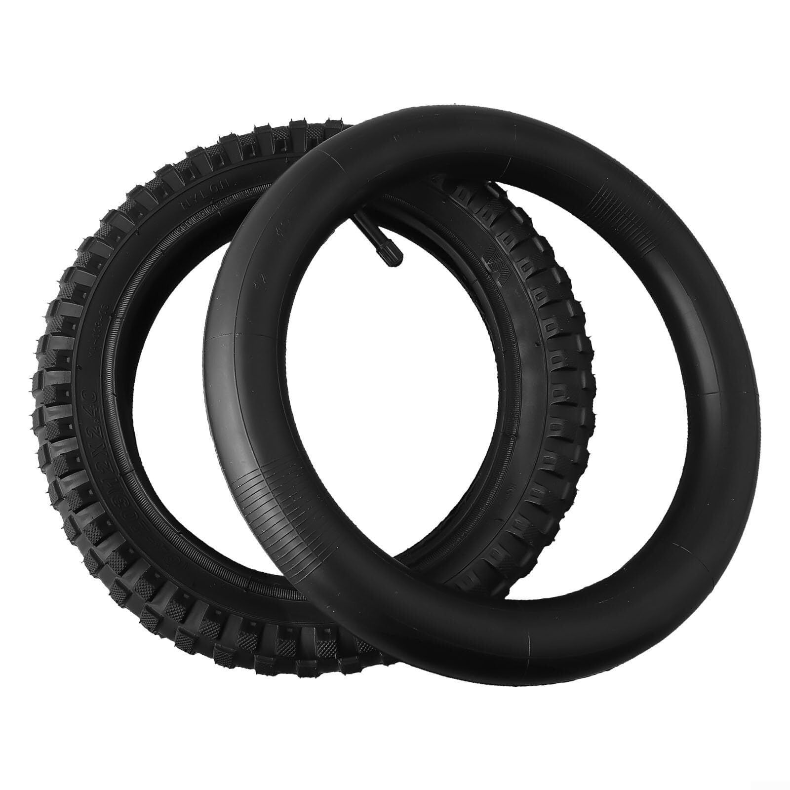 12 Inch Bicycle Tire and Tube Set 12X2.125 Or 12X2.4 Rubber Tires With Inner Tube For Bikes And Scooters Puncture Resistant Black(12x2.4 outer+innertube)