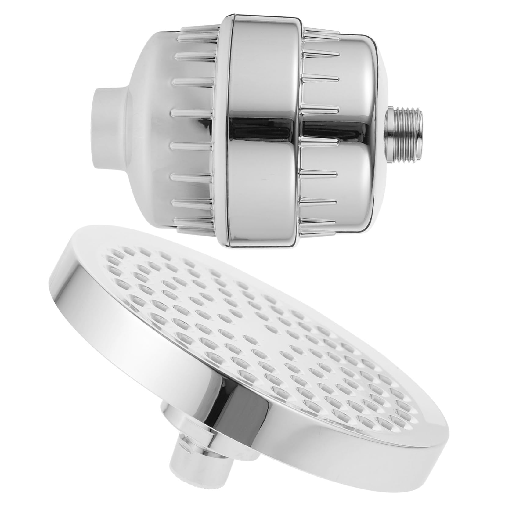 POPETPOP Filtro de Ducha Superior de 6 Pulgadas Rótula 360° y 15 Niveles | Agua Dura, Antical, Material ABS y Algodón, Filtración Multicapa, Suavizante, Cabezal Presurizado