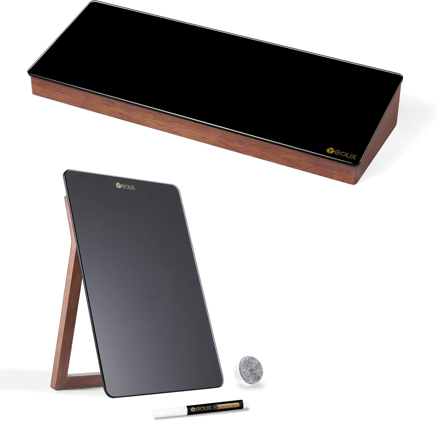 Yeoux Office Essential - Desktop Black Glass Whiteboard Combination