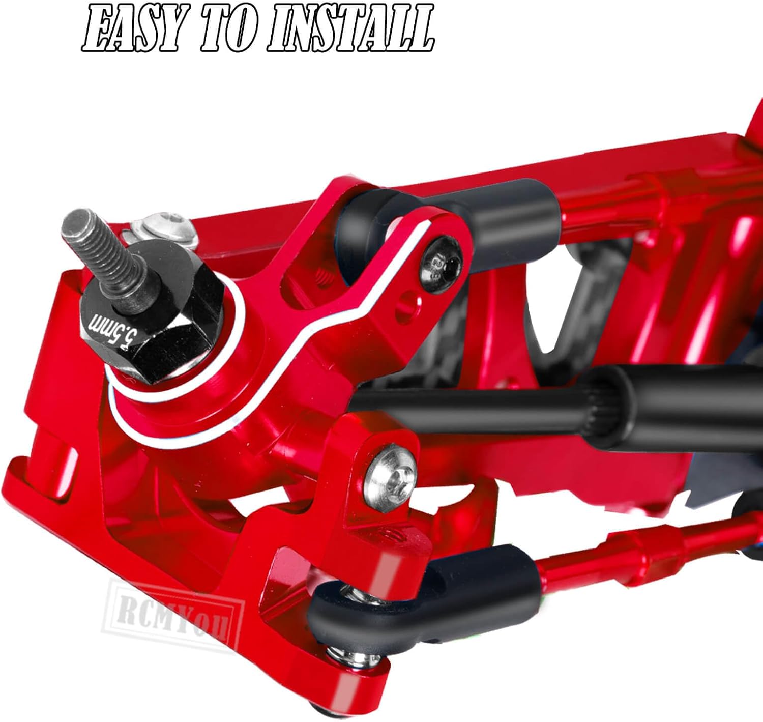 RC Upgrades Part for 1/10 Slash 4x4/Slash 4x4 VXL,Alloy Caster Block,Steering Blocks,Rear Stub Axle Carriers w/4pcs Wheel Hex & Bearings,Red