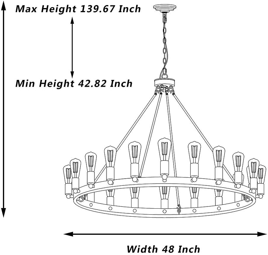 Vanity Art 20 Lights Wagon Wheel Chandelier Lighting | Modern Hanging Light Farmhouse Candle Style Ceiling Light Fixtures for Living Room Dining Room (Oil Rubbed Bronze/Gold) MLT6220LT-ORB-BD