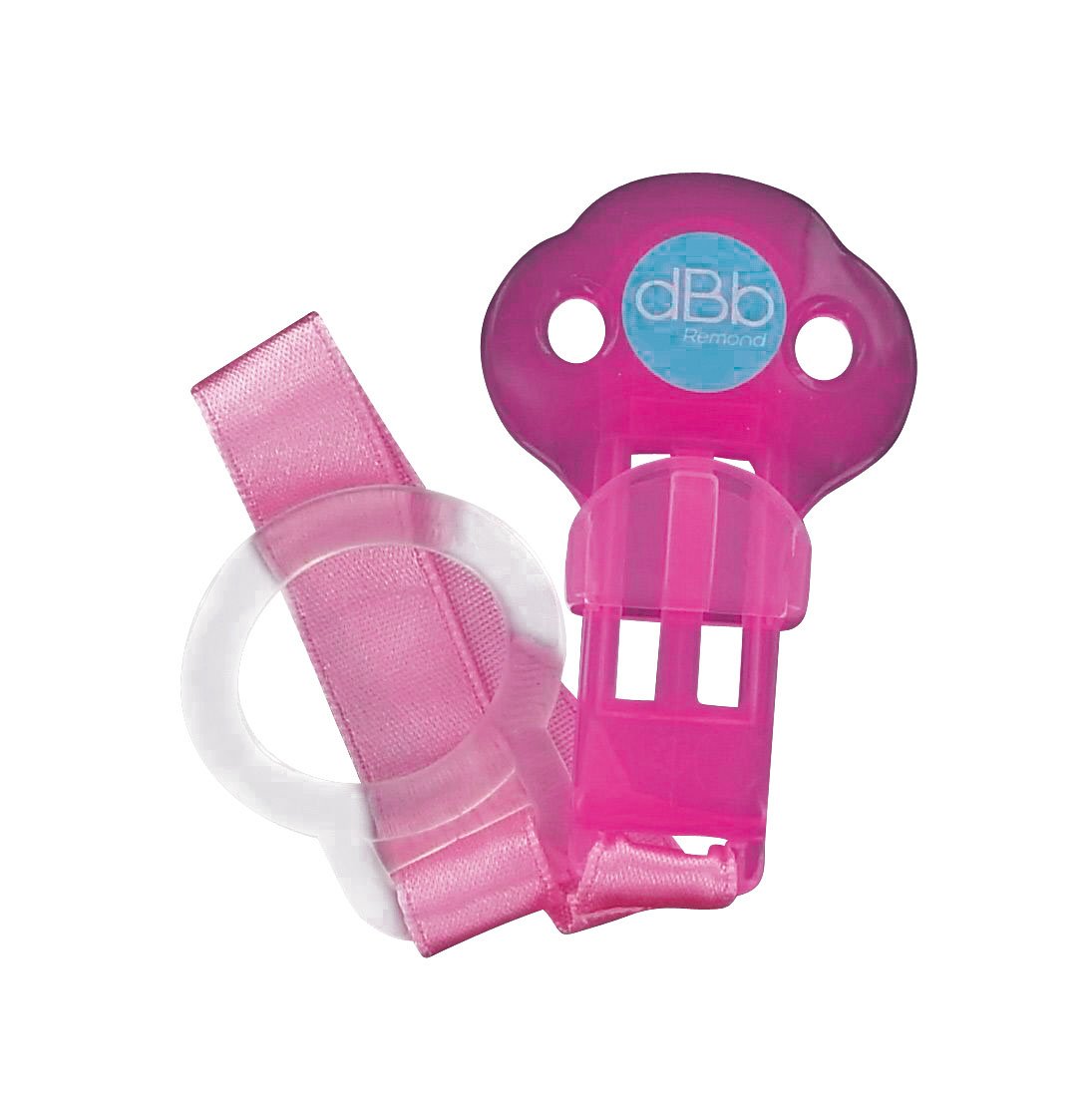 dBb RemondSilicone Ring Soother Clip, Translucent Pink, Mutli-Colours
