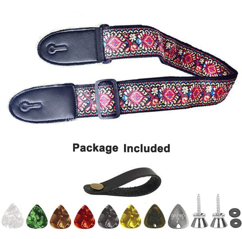BetterJonny Sangle de guitare réglable en coton avec extrémités en cuir pour guitare western, guitare électrique, guitare acoustique, basse - Les Beatles, Paul McCartney, John Lennon, RIngo Starr, George Harrison BetterJonny Sangle de guitare réglable en coton avec extrémités en cuir pour guitare western, guitare électrique, guitare acoustique, basse – Image 3
