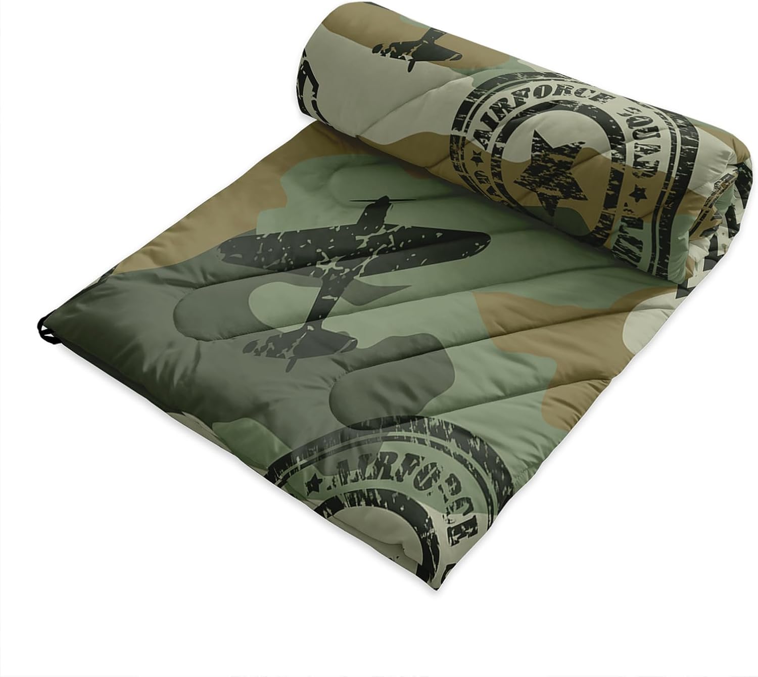 Axolotl Camouflage Printed Camping Blanket,Lightweight Portable Waterproof Puffy Military Themed Travel Blanket,Aircraft Medal Packable Outdoor Blanket for Picnic,Camping,Travel,Stadium,Hiking,Green - Image 3